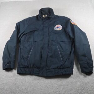 Vintage 90s Riverside Masterliner Bomber Jacket Sz L Miller Lite Blue Thinsulate